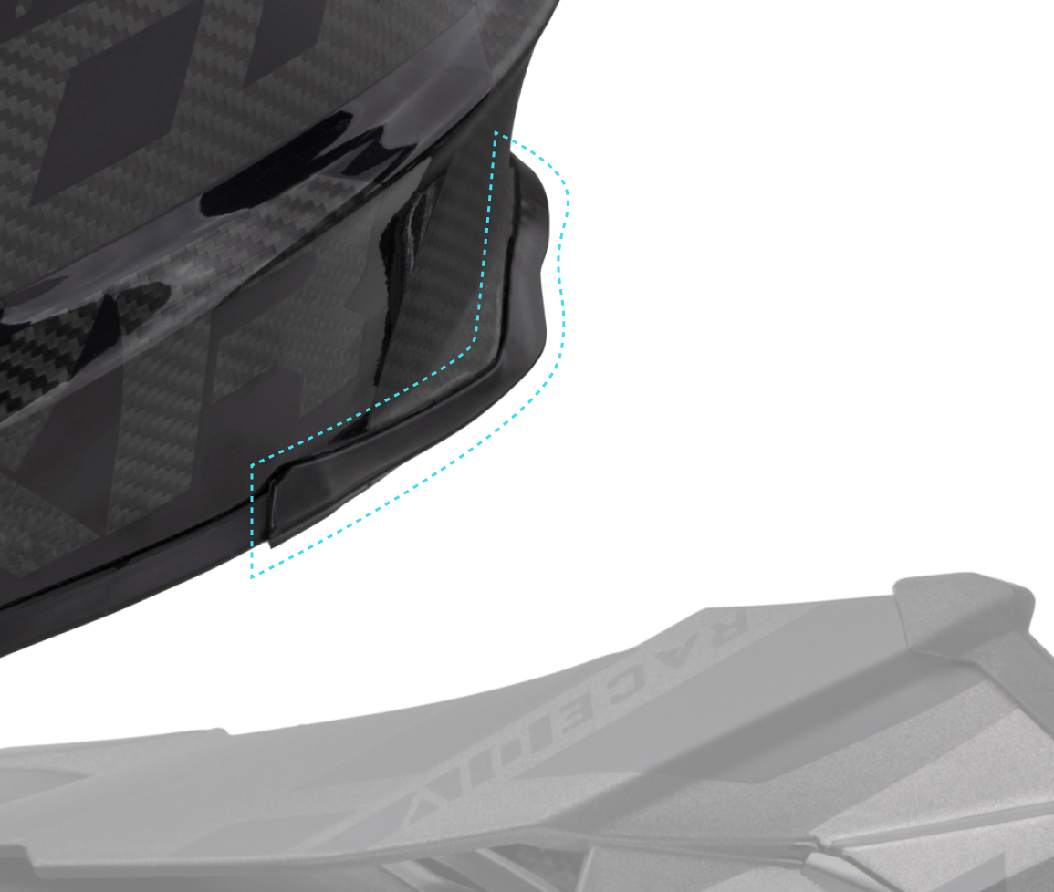 A close-up shot of the rear diffuser piece at the back of Blade Carbon helmet