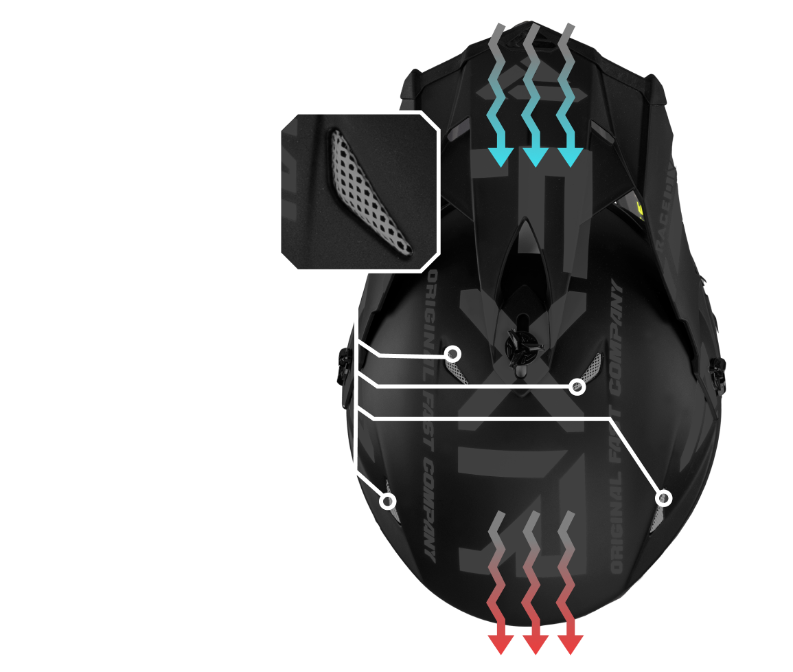 A top view image of Blade Coldstop QRS helmet showing the ventilation system