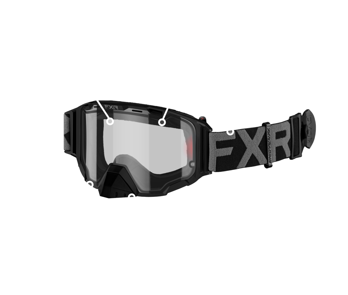 An image featuring the Maverick Coldstop Electric Goggle and its features compatible with the helmet