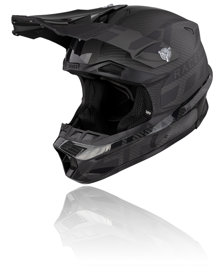 A front view image of FXR's Blade Carbon Helmet black ops colorway helmet