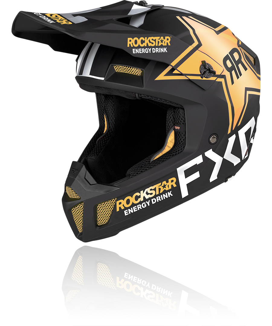 A front view image of FXR's Clutch Rockstar helmet