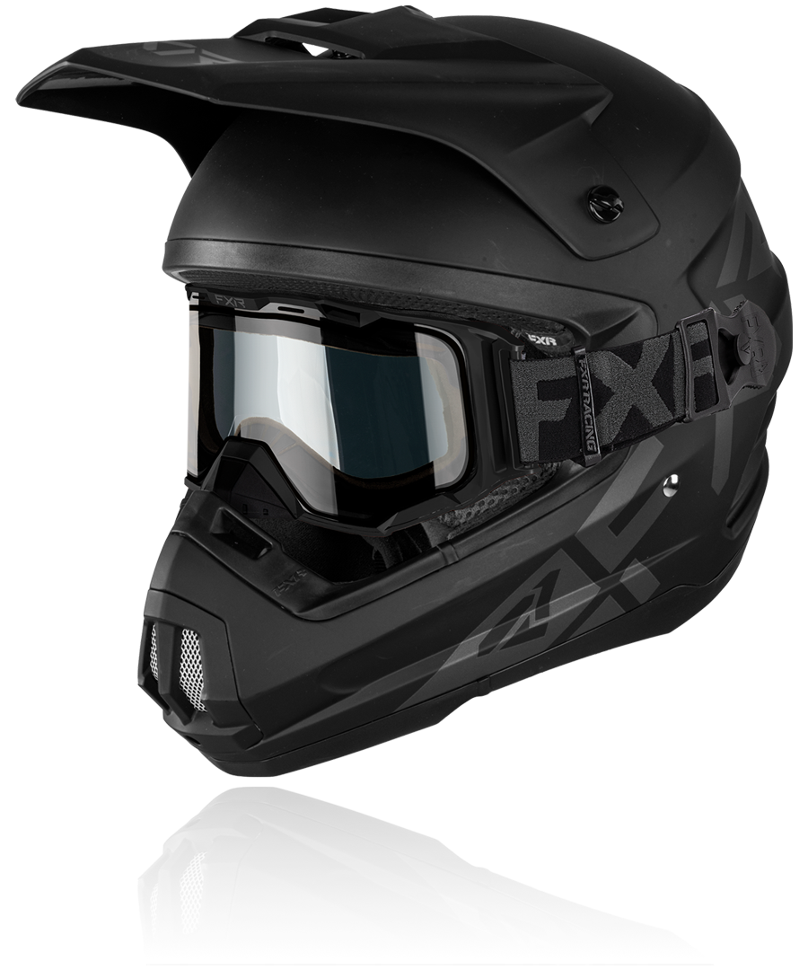 A front view image of FXR's Torque Cold Stop black ops colorway helmet