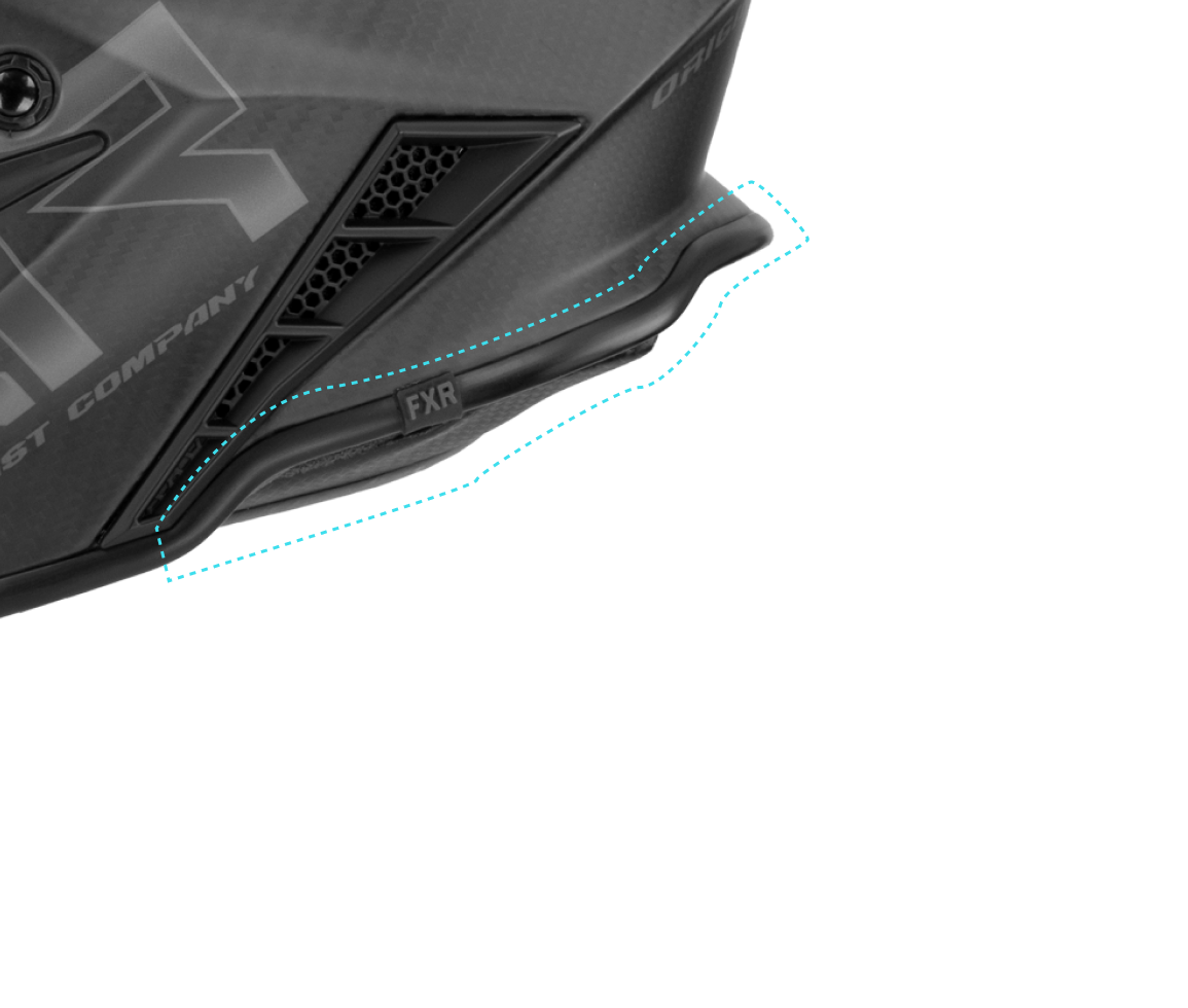 A close-up shot of the rear diffuser piece at the back of Helium Carbon Alloy helmet