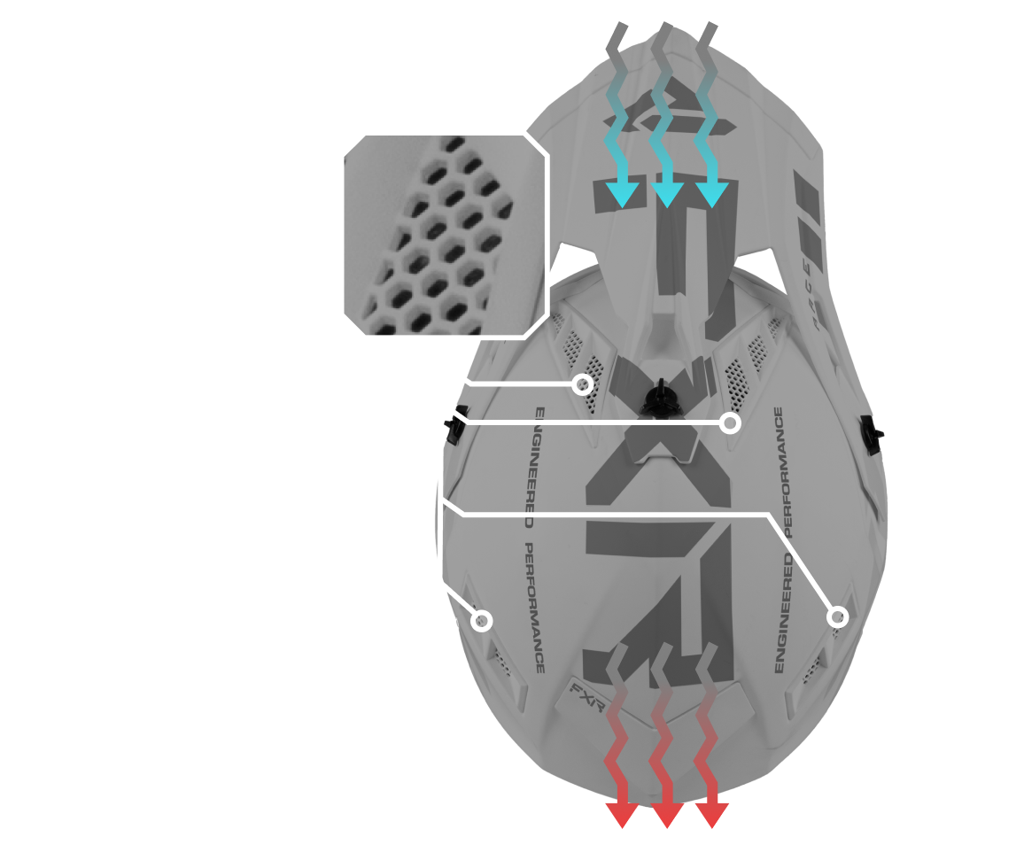 A top view image of Helium Prime helmet showing the gap ventilation stystem