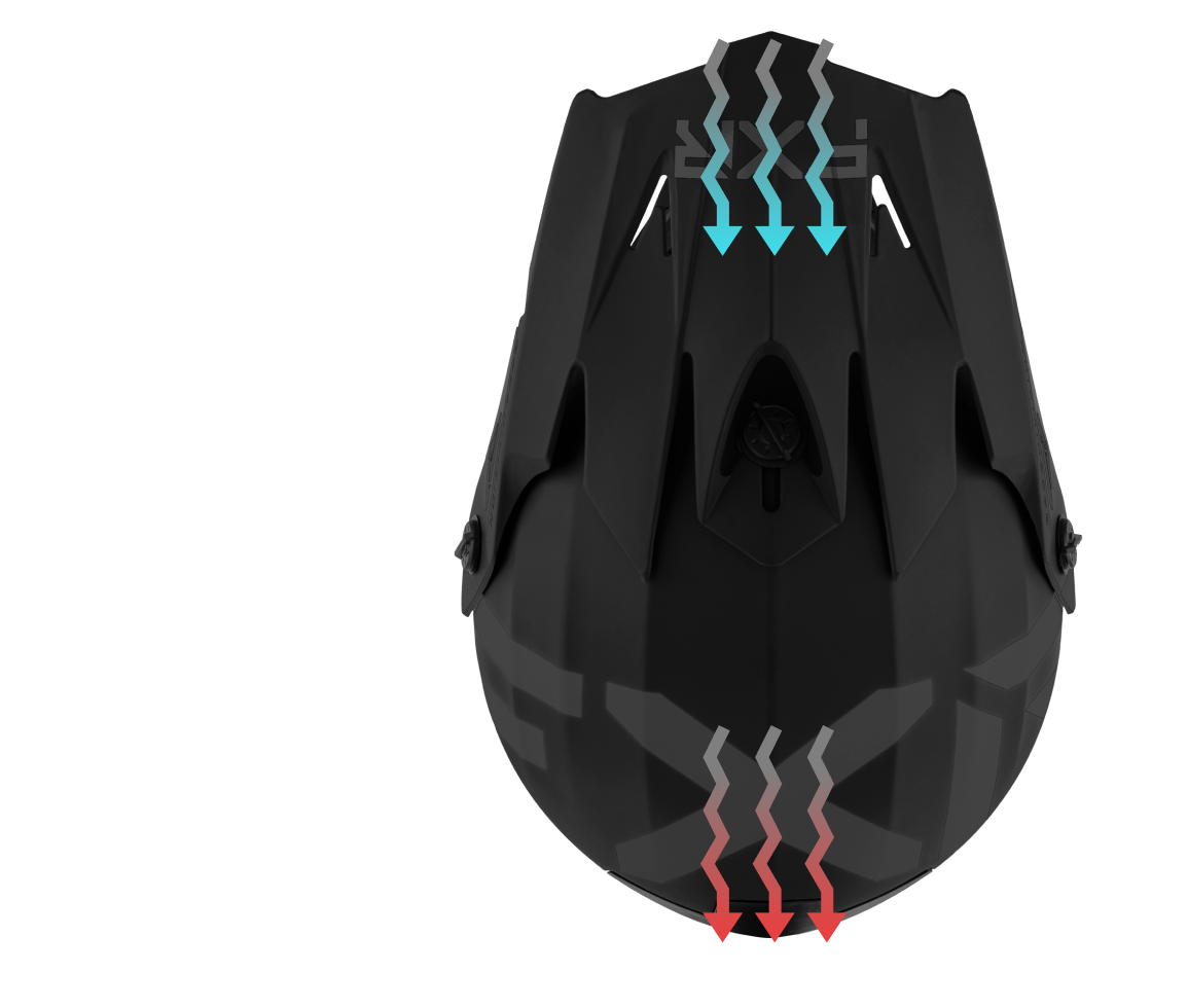 A top view image of Youth Legion QRS helmet showing the gap ventilation stystem