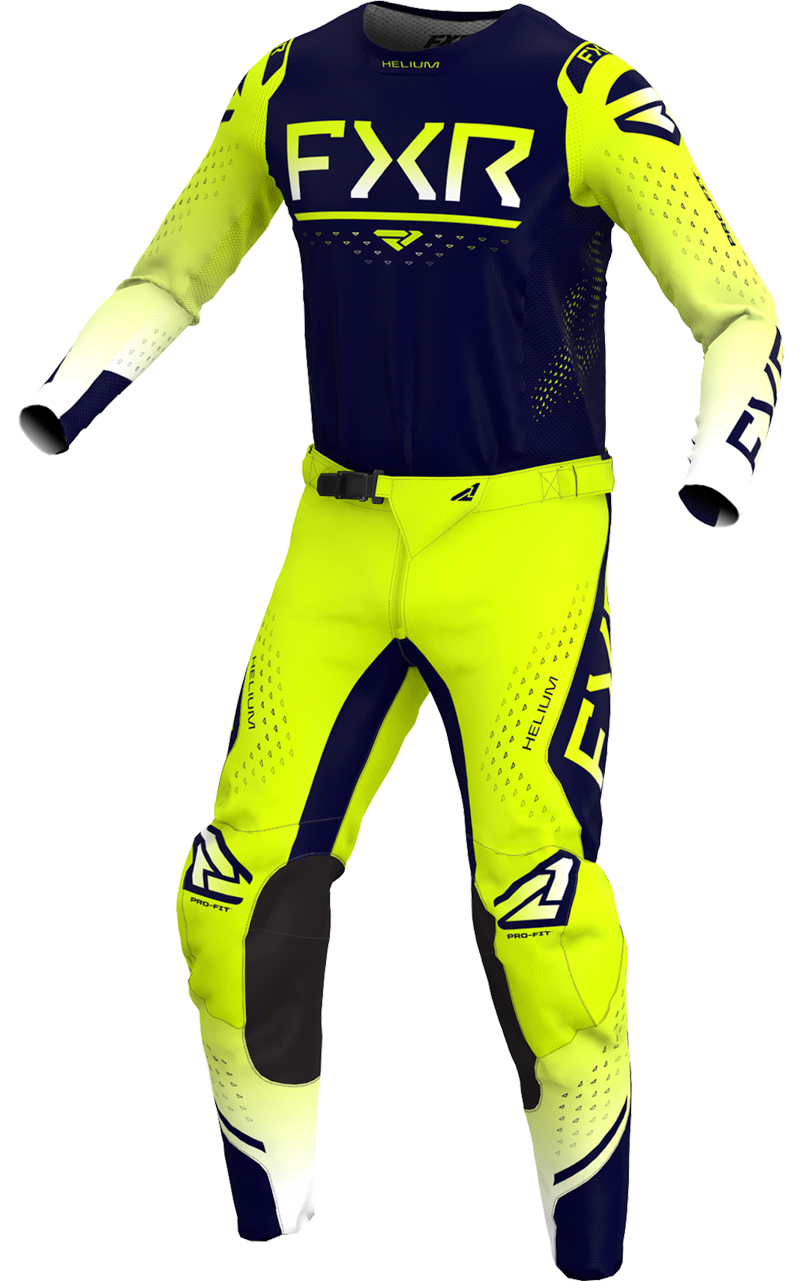 A 3D image of FXR's Helium MX LE Jersey and Pant in Lumen colorway