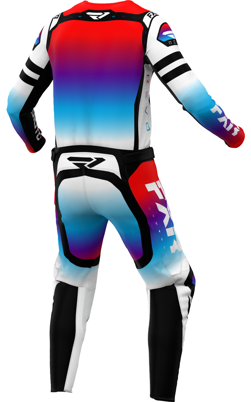 A 3D image of FXR's Revo Pro MX LE Jersey and Pant in Bomb Pop colorway