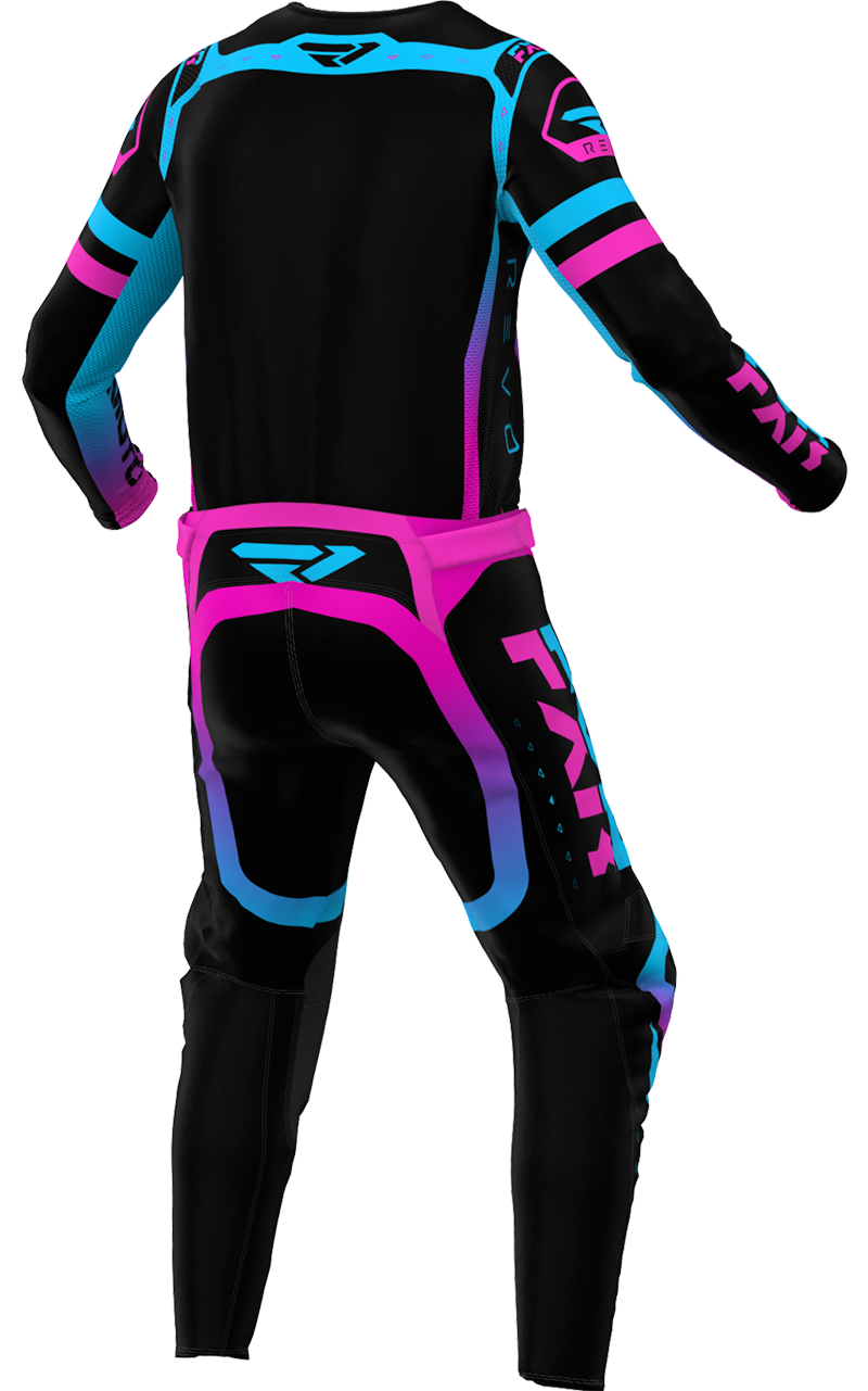 A 3D image of FXR's Revo Pro MX LE Jersey and Pant in Nightclub colorway