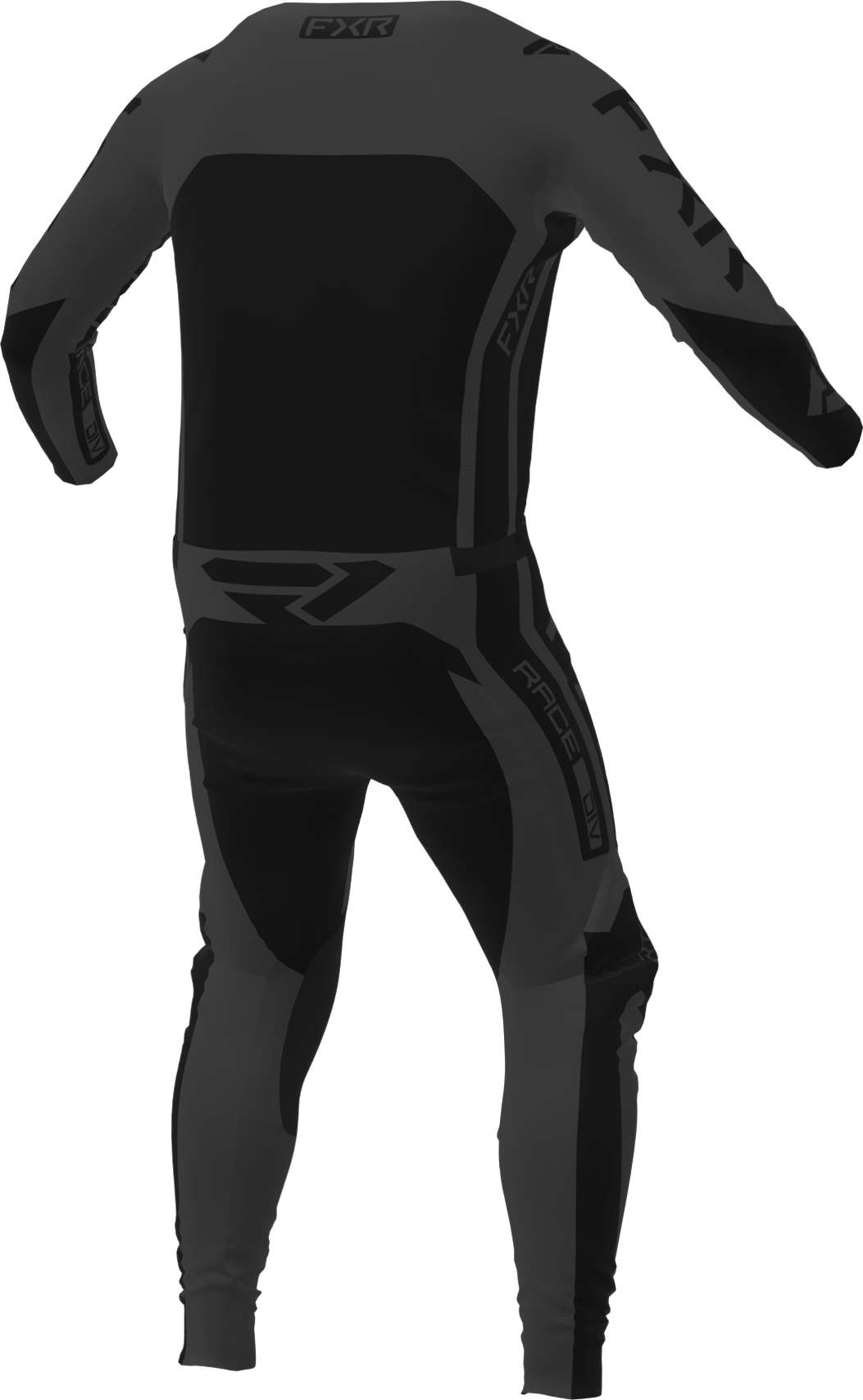 A 3D image of FXR's Contender MX Jersey and Pant in Black Ops colorway